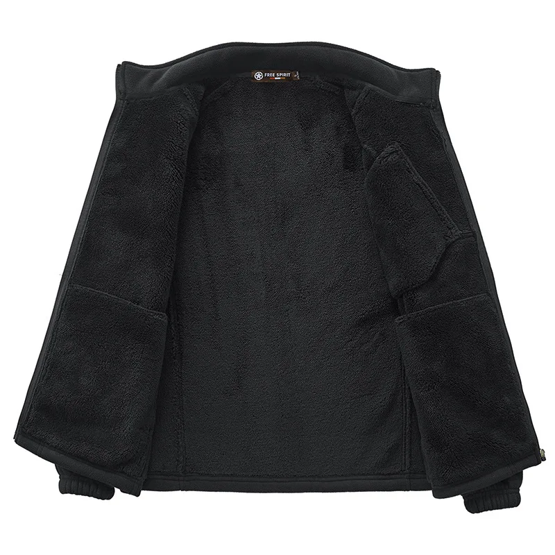 Fleece Jacket Men Spring Winter Warm Jackets Coats Solid Color Casual Fashion Fleece Outdoor Male Outerwear