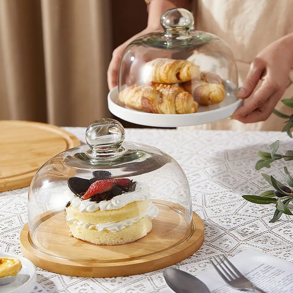 Cover Cake Dome Glass Platter Stand Display Cloche Serving Dessert Pastry Lid Tray Fruit Display Plate Home Kitchen Cake Tools