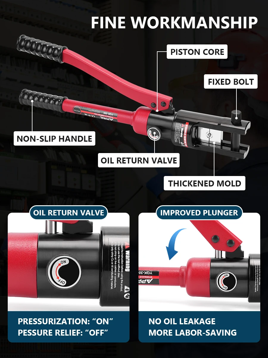 Industrial YQK-300 Manual Hydraulic Crimping Tool with Crimping Range 10-300mm2 Cable Lug Press Cable Terminal 4