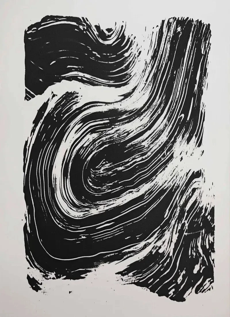Monochrome Flowing Lines Ink Landscape Minimalist Canvas Art