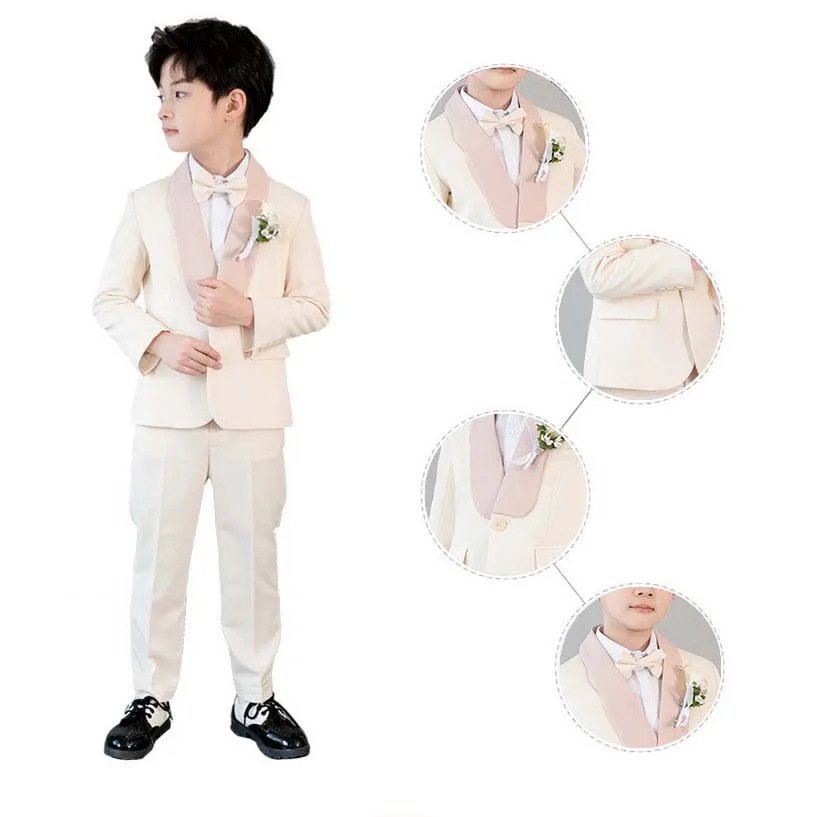 

Children Luxurious Groom Photograph Dress Kids Beaufitul Birthday Suit Boys Formal Host Wedding Party Performance Tuxedo Wear