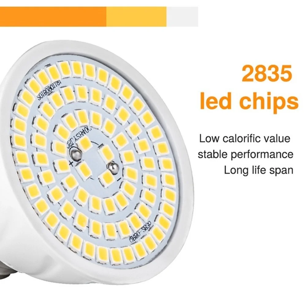 Фото Светодиодная лампа GU10 E27 E14 точечная Лампа 48 60 80LED s лампа 220 В GU 10 Светодиодная лампа MR16 точесветильник светильник B22 5 Вт 7 Вт 9 Вт №4