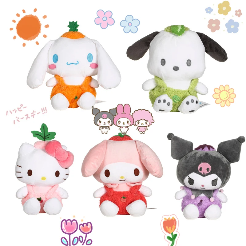 

Sanrio Plush Doll Cinnamoroll Kuormi Anime Kawaii Pochacco Soft Padded Plushies Vegetable Series Ornaments Dolls Toy Girls Gifts