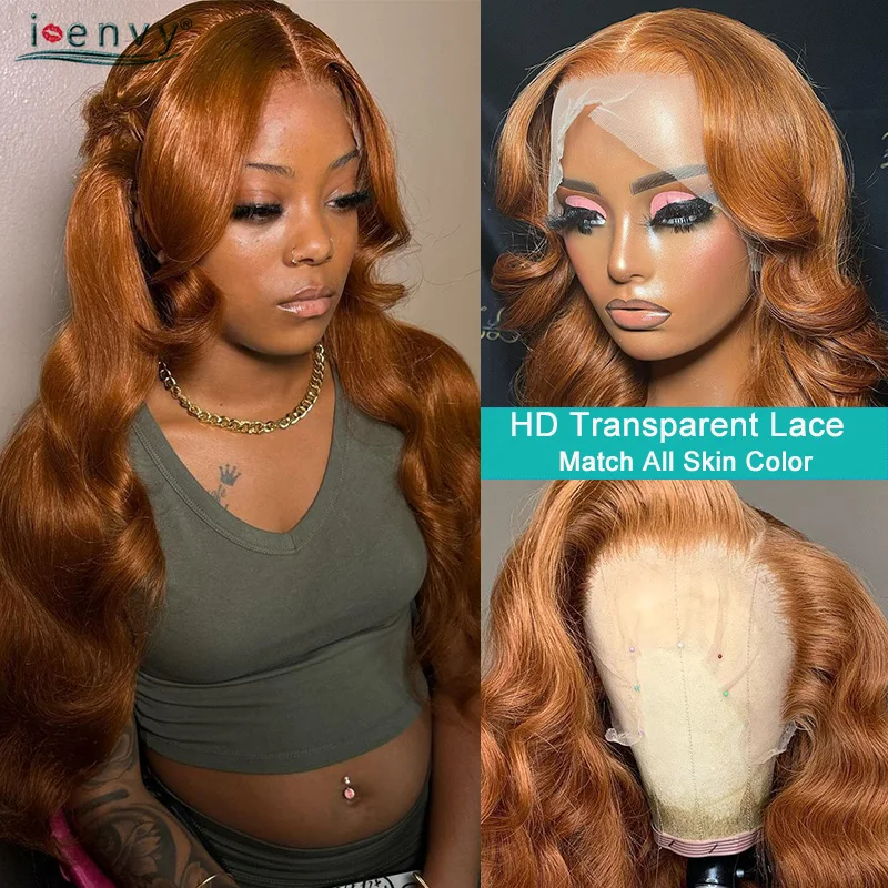 Human hair wig Orange brown lace front wigs colored ginger blonde 13X6 lace frontal human hair wigs Remy Burgundy red body wave front wig
