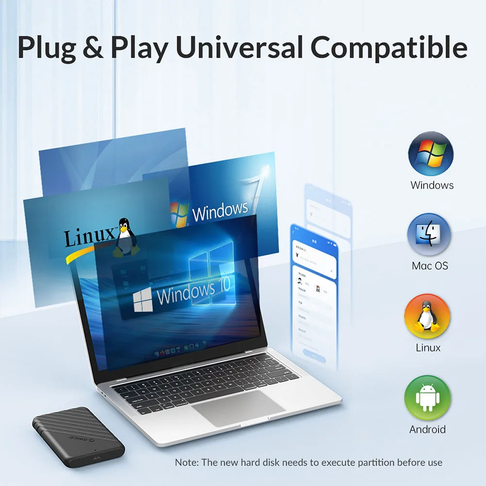 ORICO- SSD ̽ USB B Ÿ C HDD ϵ ̺ Ŭ, 5Gbps ޴    PC ƮϿ 6TB UASP 
