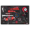 Auto repair lockable seven-drawer red tool cabinet with five hand tool sets for garage storage 3