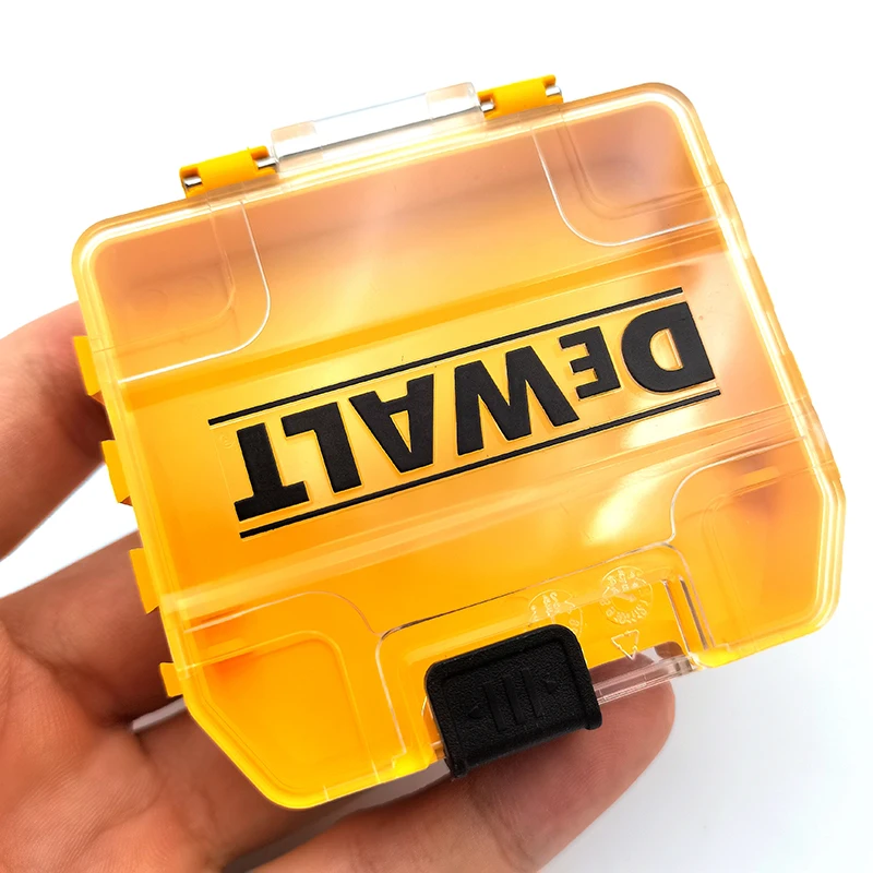 DEWALT Original Drill Bits Mini Containment Box Yellow Shell Sliding Switch Small Tough Case 74*67*17MM 1PCS 2