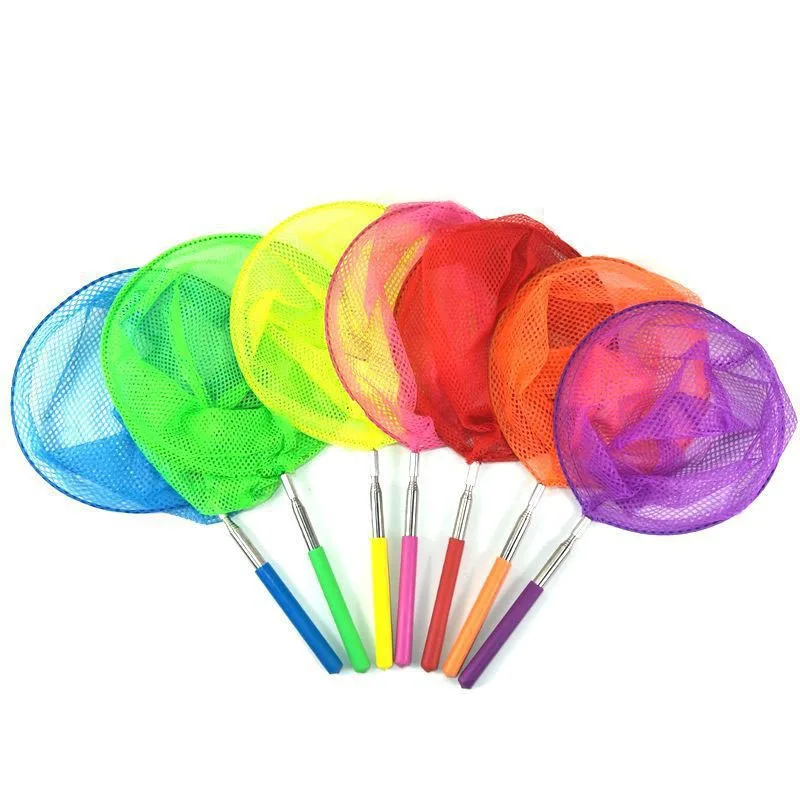 3Pcs Children's Outdoor Entertainment Toys Stainless Steel Telescopic Fishing Net  Insect Net Fishing Pocket Beach Fun Play Toys free shipping 3pcs lot mini kites flying for children kite line 3d kite pocket kite for kids fishing rod dynamic wing pe kite