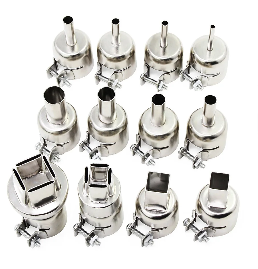Hot air soldering nozzle 12PCS Universal Heat Nozzle 3-20mm Hot Air Heat Resisting Nozzles Tips Tool for 850 Series Hot Air Soldering Station