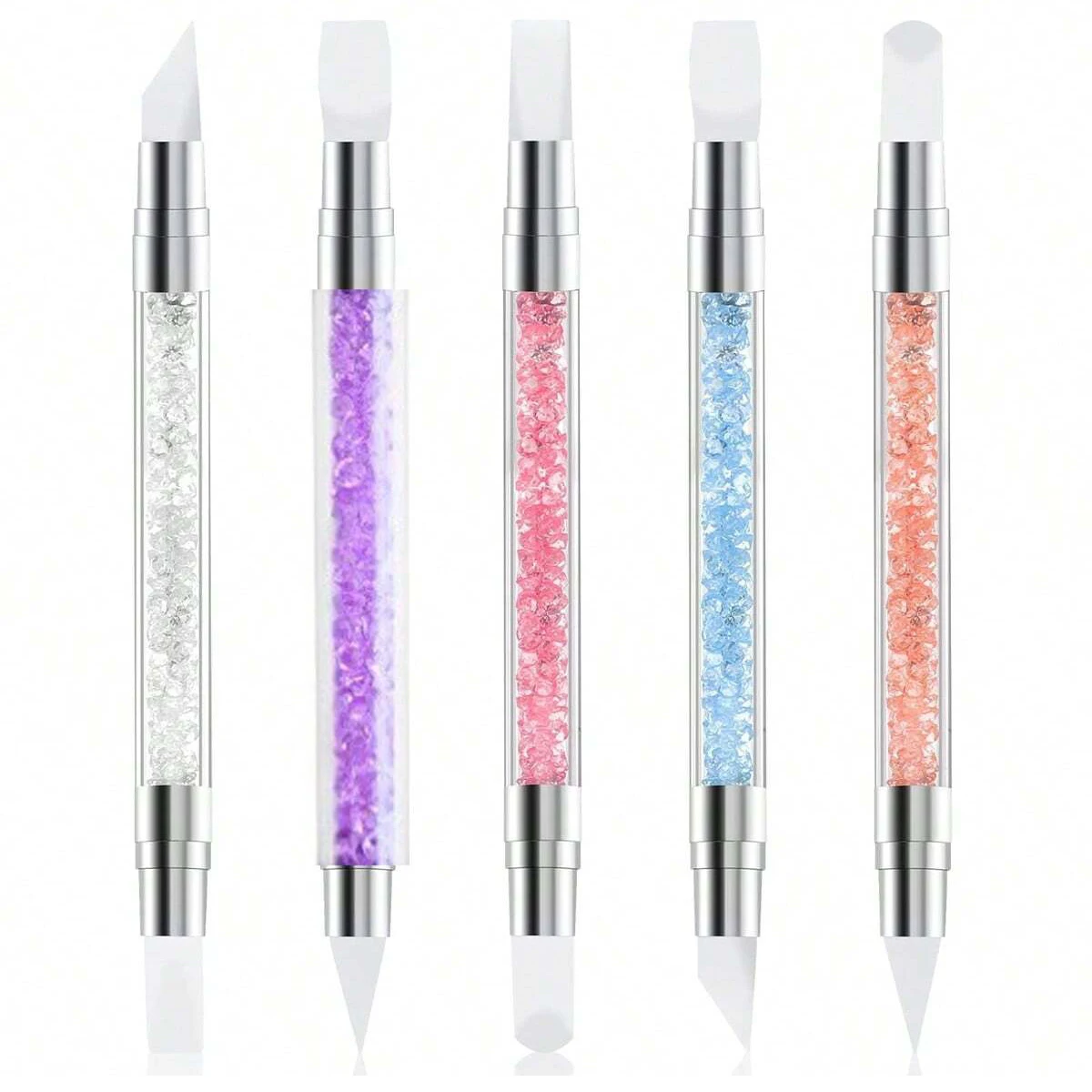 5Pcs Nail Art Silicone Dotting Pen Carving Painting Embossing Pen UV Gel Polish Dual-Head Mirror Powder Sculpture Manicure Tools 3