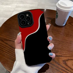 Sleek Black & Red Silicone Leather Shockproof Phone Case - iPhone 12 Mini (BR)