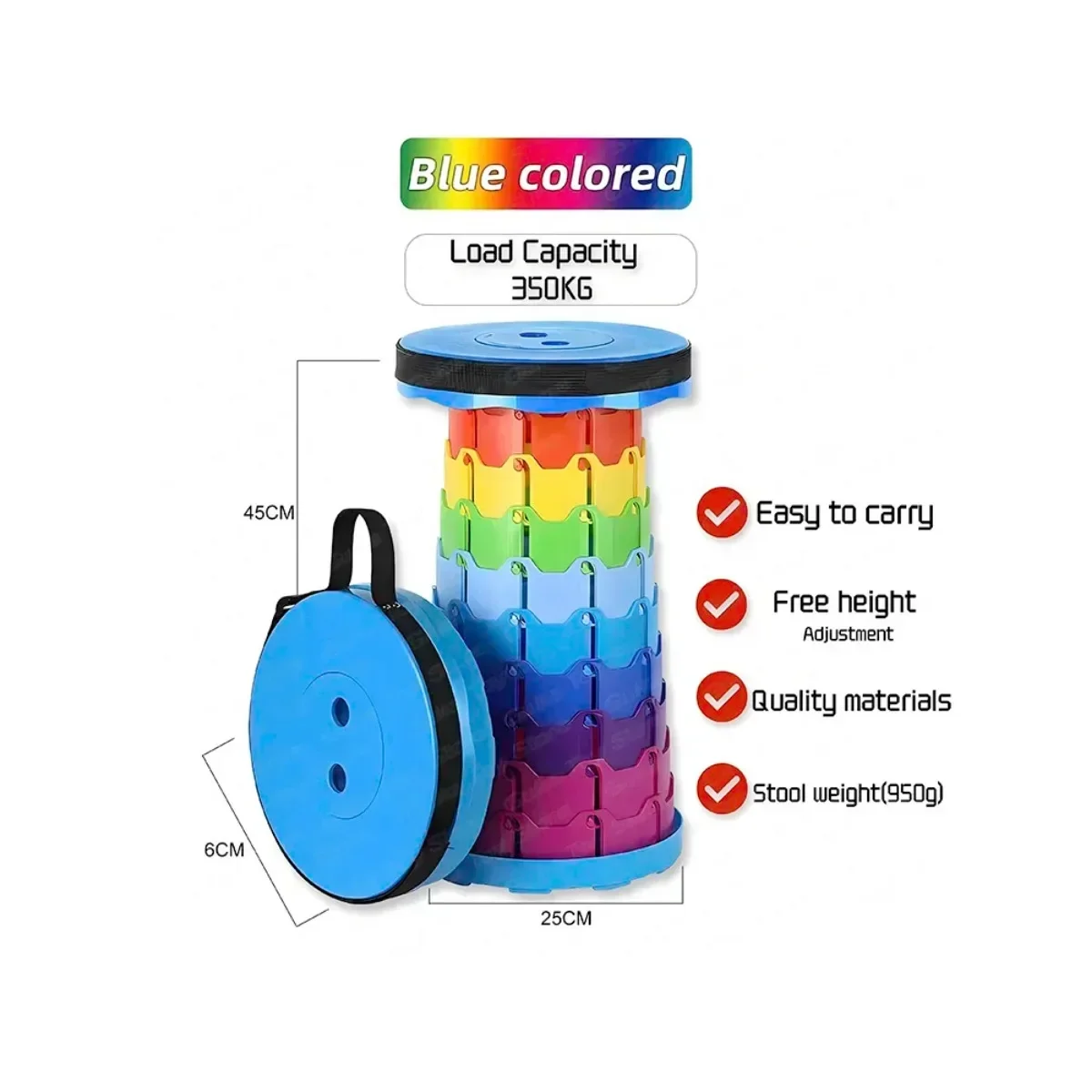 Upgraded Foldable Stool With Carry Bag Adult Multi-Scene Use Portable Seat For Subway Queuing Outdoor Activities folding stool
