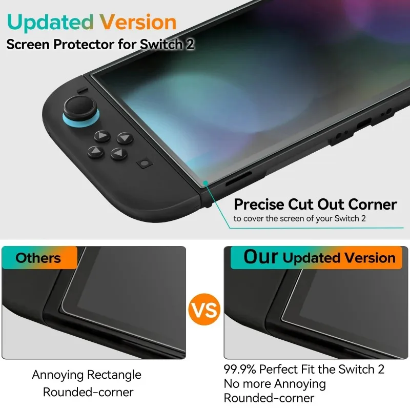 Ultra HD Tempered Glass Screen Protector for Switch 2 - 9H Hardness Anti-Scratch Film with Bubble-Free Installation Kit