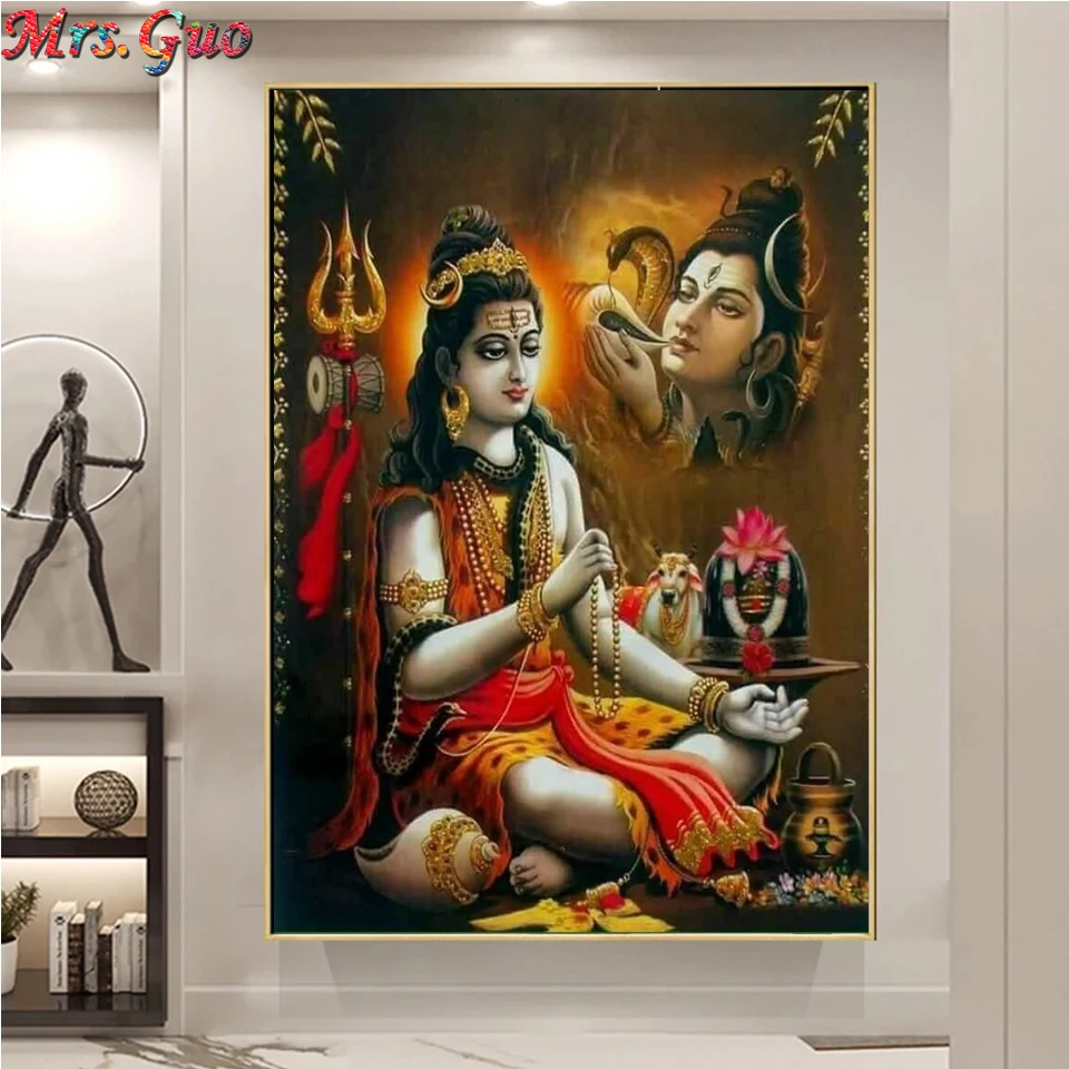 Алмазная живопись Shiva индийское искусство фигурка индуистского Бога сделай сам 5d