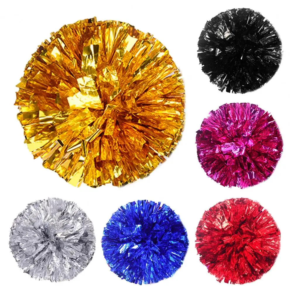 10Pcs Cheerleader Pom Poms Metallic Cheerleader Pompoms with Finger Ring Cheering Props for Squad Team Sports Game Dance Party