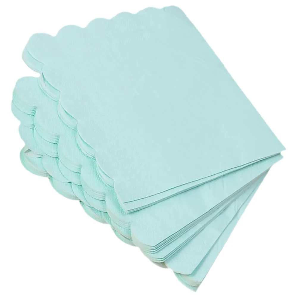 16 Pcs Wave Napkins 33cm Mint Paper Party Disposable Decorative Table Banquet Hotel Stylish Elegant Festive Atmosphere