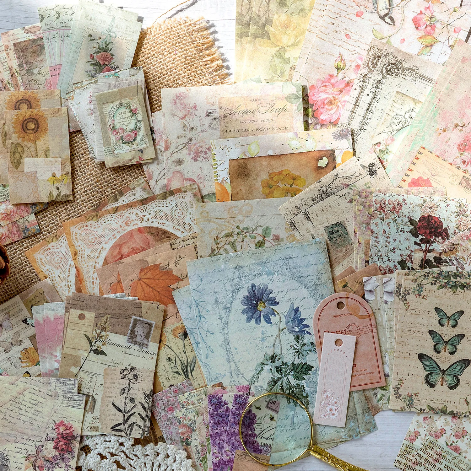 100 PCS Vintage Scrapbooking Paper Kit 3