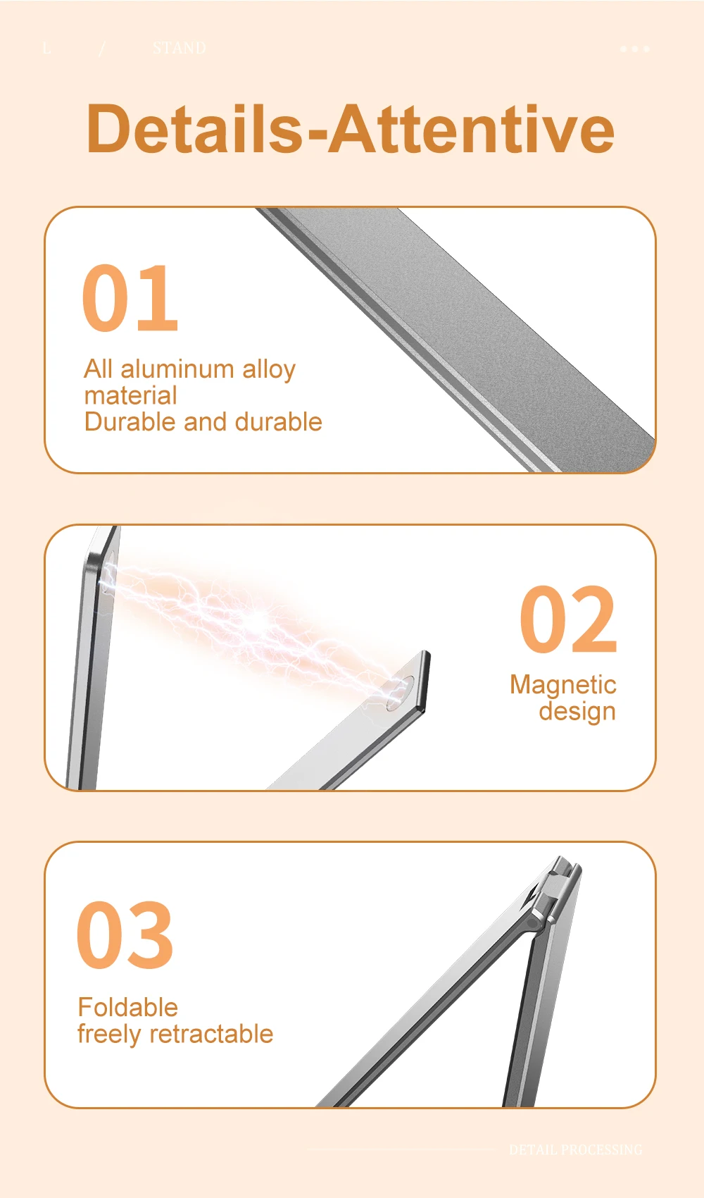 de Alumínio, Metal Kickstand, Leve, Portátil, Suporte Dobrável para iPad