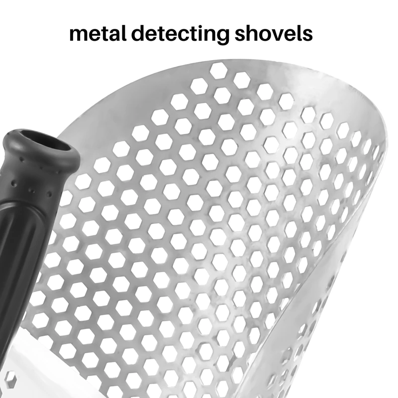 

Sand Scoop For Metal Detecting, Stainless Steel With Hexahedron 7Mm Holes For Beach Treasure Hunting Plastic Handle