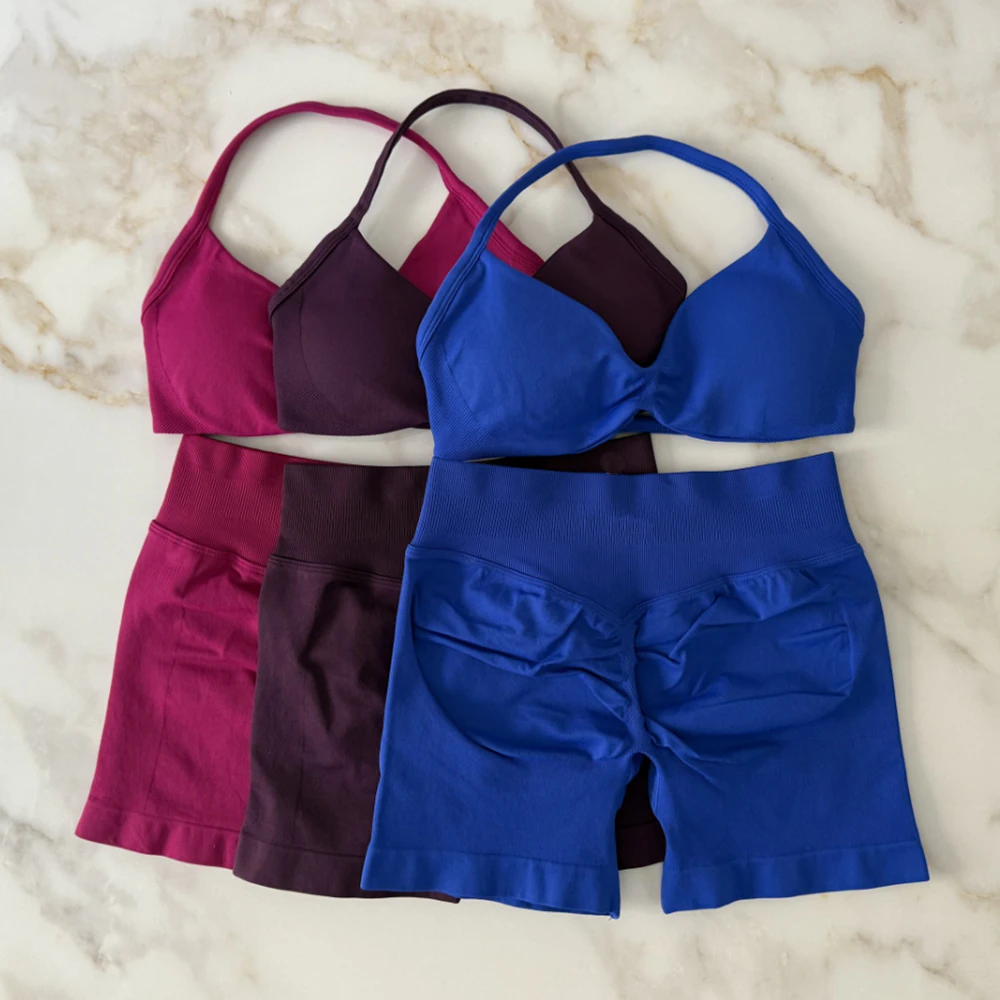 Sports Bra Set Gym Workout Set Yoga Set Fitness Set Sports Set Sportswear Set Women Strappy High Waist 2 Piece
