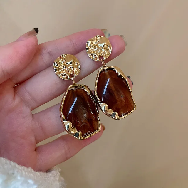 Fashion Pendant Earrings Trend Vintage Geometry  for Women  2022 Korean Jewelry Bohemia Acrylic Accessories Party Gift 6