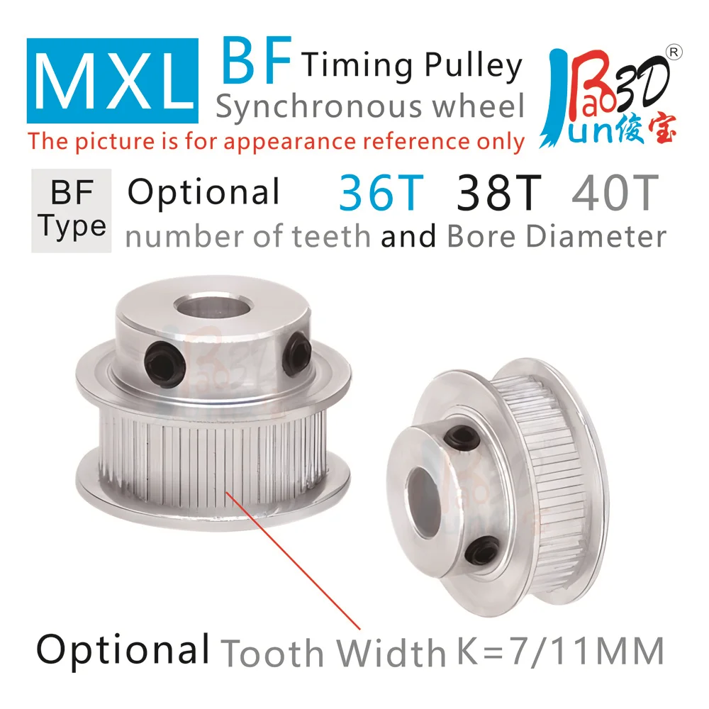 

Trapezoidal Teeth BF Type MXL 36T 38T 40Teeth Timing pulley Bore 4 To 30MM Tooth Width 7 11MM Synchronous wheel 3D printer parts