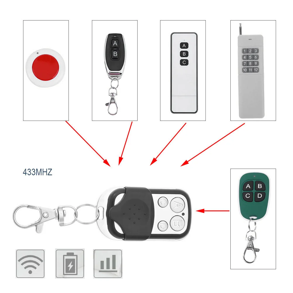 제어 제어 4 버튼 게이트 차고 문짝 오프너, 원격 오프너, 클리어 코드 복원, 433MHz, 5 개