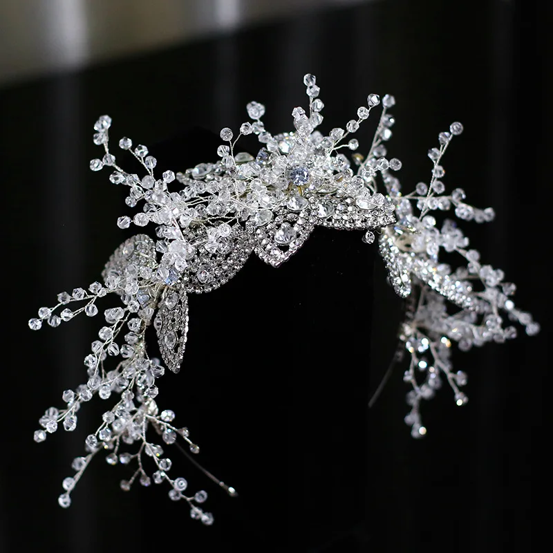 Jewelry Accessories Hair Accessory Hair Headdress Bridal Headwear Hair Band Crown Luxury Crystal Beads Floral Bridal Headpiece Baroque Crown Wedding Hair Jewelry Pageant Rhinestone Diadem Headband Hair Ornament