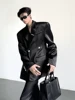 2024 Men's Solid Color Suit Loose Oversized Korean Style Slim Fit Single Button Formal Business Coat Suit Designer Clothing 4