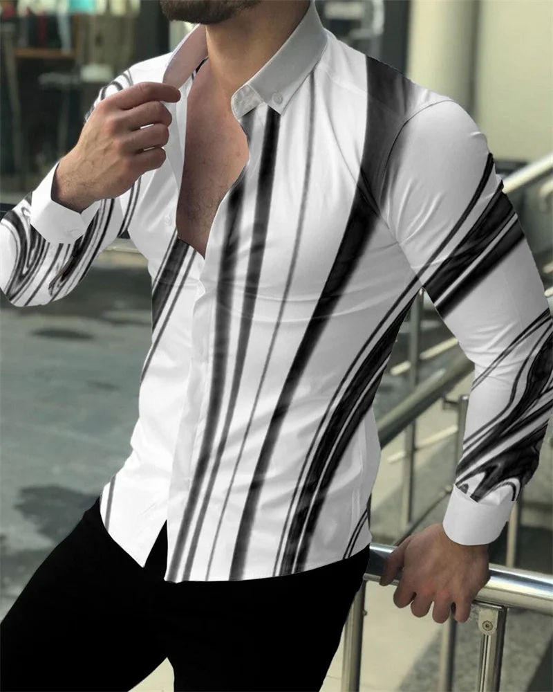 Men's Casual Plaid Print Long Sleeve Lapel Button Down Shirt Club Prom Cardigan Top men casual shirts