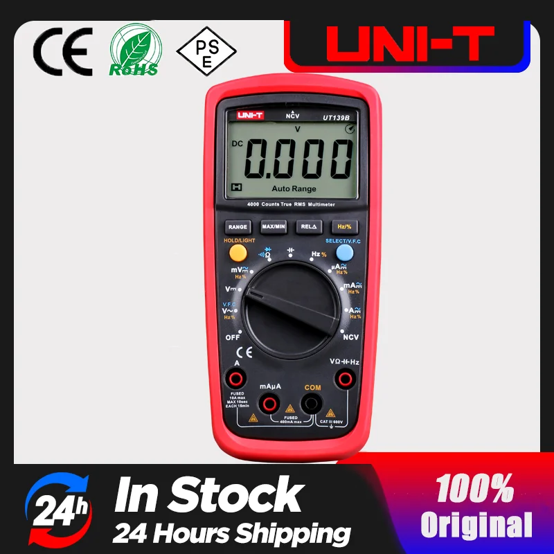 

UNI-T UT139C UNIT Digital Multimeter Auto Range True RMS Meter Capacitor Tester Handheld 6000 Count Voltmeter Temperature