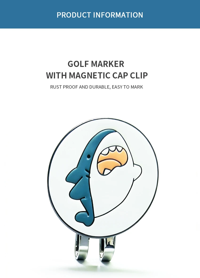 Golfmarker mit magnetischen Hutclips mit Hai-Motiven, Geschenke für männliche und weibliche Golfer sowie einzigartiges Golfzubehör – Detail 1