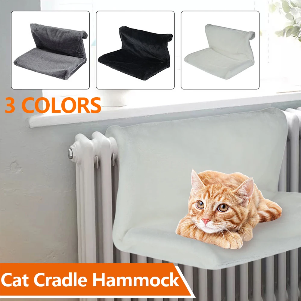 Cat Radiator Bed Hanging Cat Cradle Hammock Small Pet Animal Hanging  Bed with Metal Frame Luxury Warm Fleece Basket for Cats