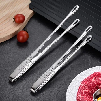 1Pc Pinze da cucina in acciaio inossidabile BBQ Grill Pinzette da cucina Pinze da barbecue Clip Insalata Pinze per carne Pinzette per alimenti Utensili da cucina 1