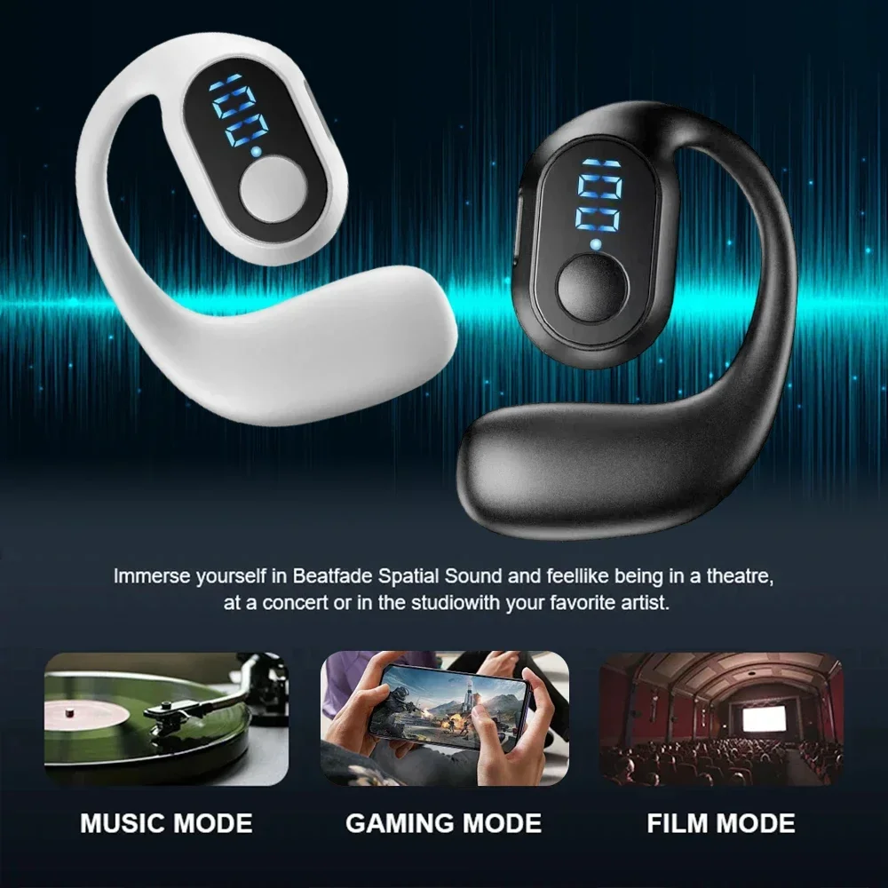 Bluetooth Headphones Wireless Earbuds With Led Display Hifi Stereo_voghion.com