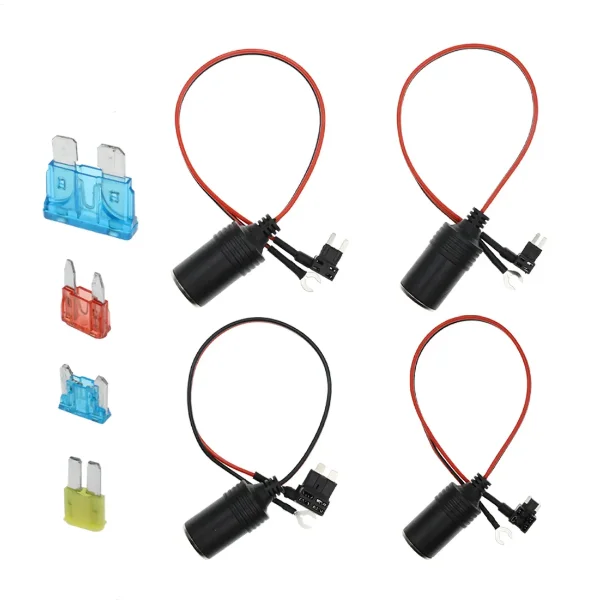 Cigarette Lighter Charger Car Fuse Box Non-Destructive Installation 12-24V Female Socket Plug Connector 18AWG 10A