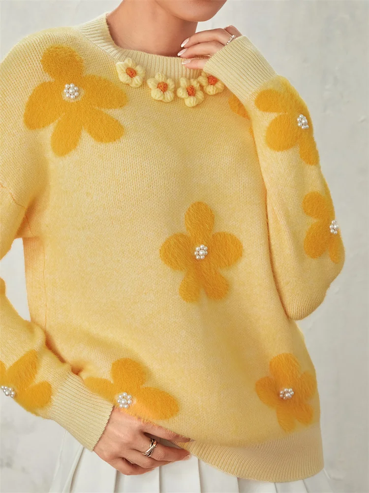 Keira | Women’s Floral Sleeve Knit Sweater