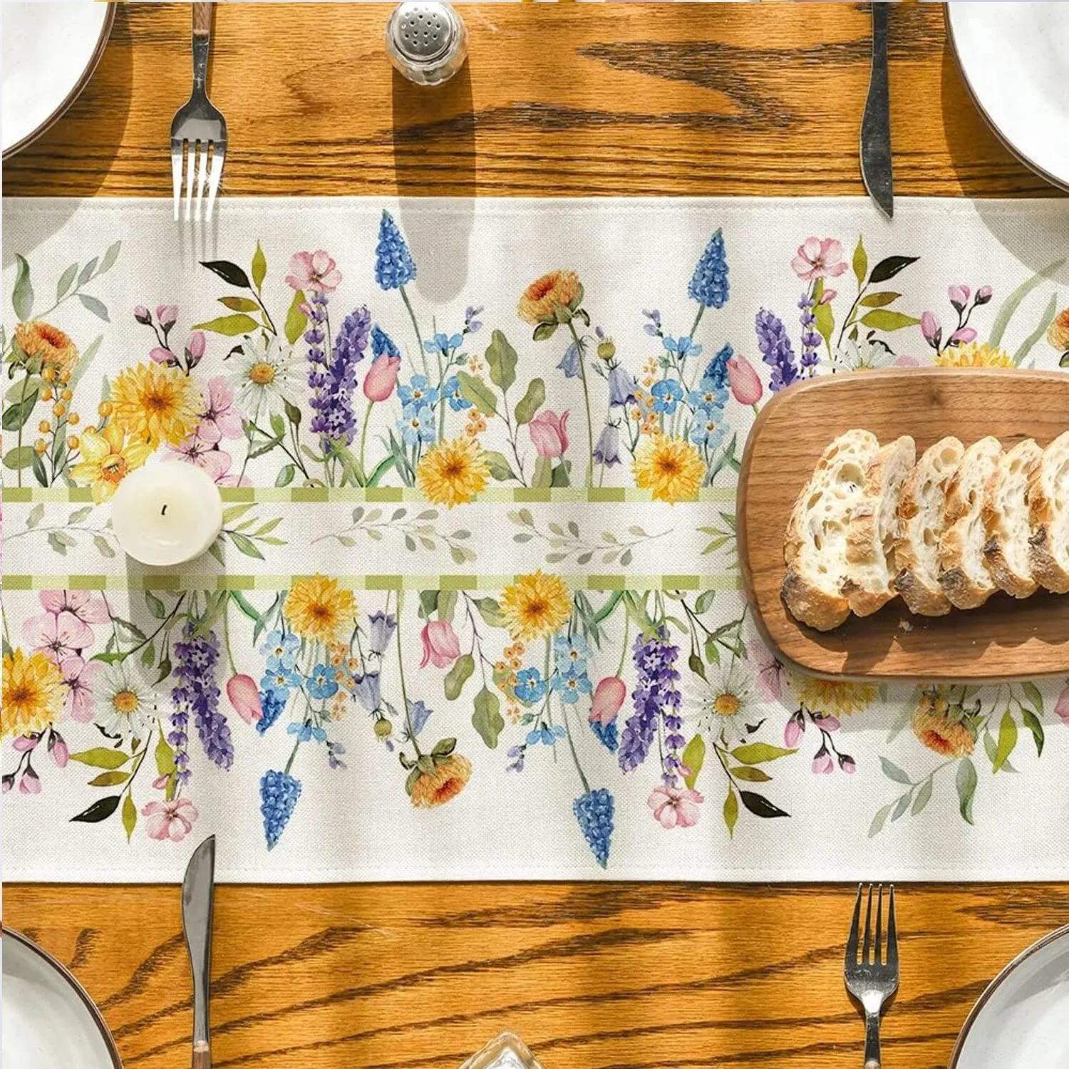 Table runner 1pc 35x185cm Floral Decorative Rustic Farmhouse Table Decoration for Kitchen Dinning Outdoor Dinner Party Decor