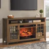 TV Stand for 65" TV, w/Electric Fireplace KD Insert and Storage Cabinet, Heater w/Remote, Fireplace TV Console for Living Room 1