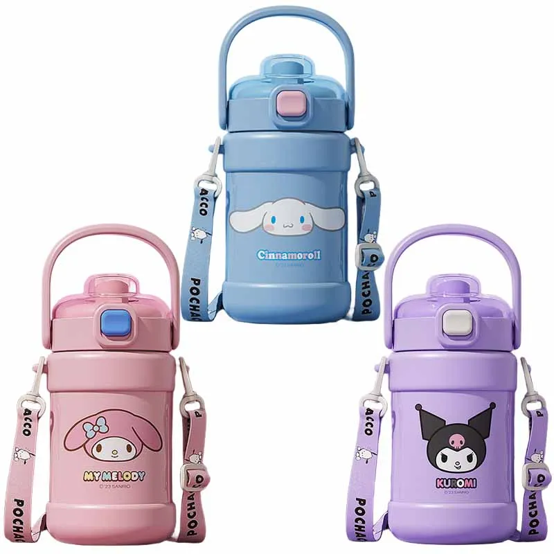 

820 мл Sanrios аниме Изолированная чашка Cinnamoroll My Melody Kuromi почтовый вместительная детская двойная Питьевая фотография