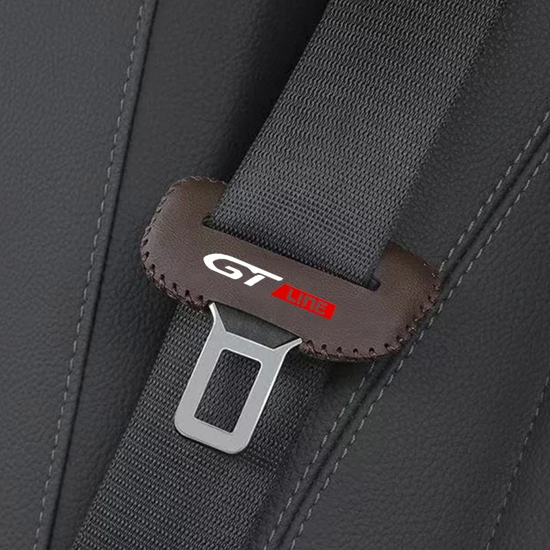 PU Leather Car Seat Belt Buckle Clip Cover Protector Anti-Scratch Case 2pcs For Peugeot GT GTLINE GTI 508 5008 3008 208 2008 308