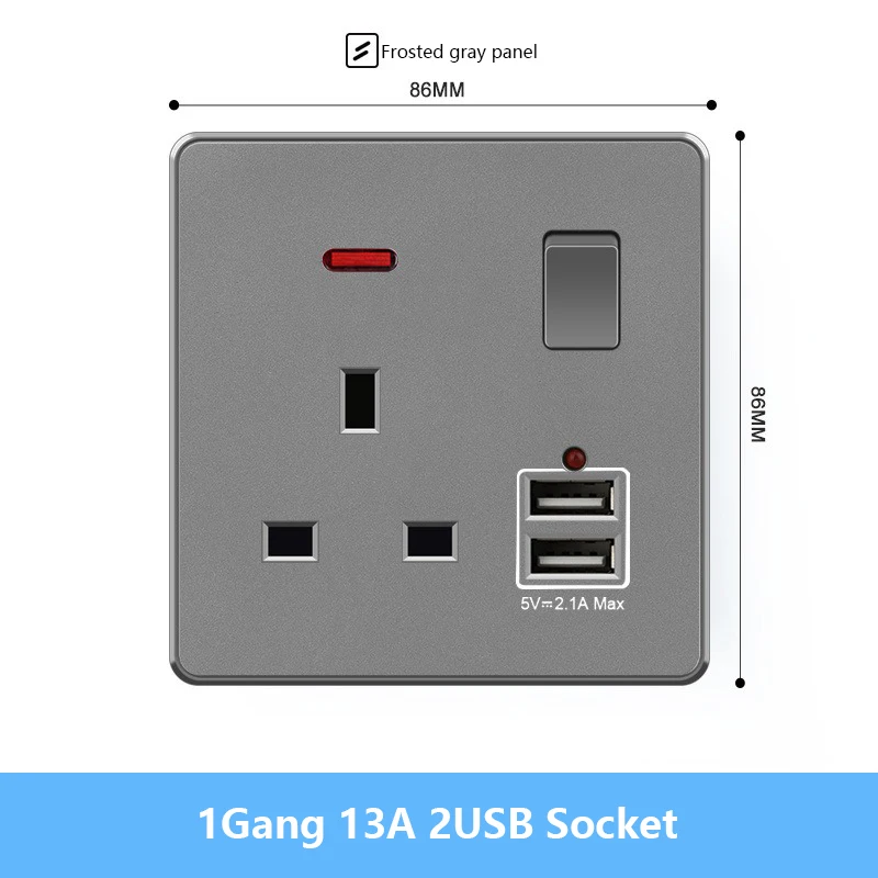 1Gang 13A 2USB