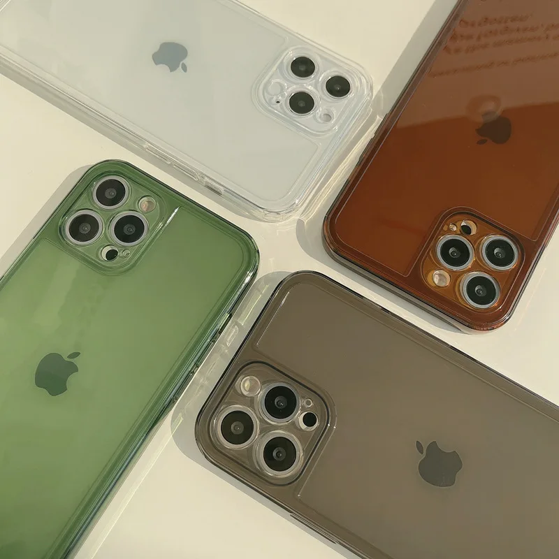 Funda De Tpu Suave Y Transparente Para Iphone, Carcasa Retro De Colores, Marrón, Verde, Negro, Para Iphone 15, 14, 13, 12, 11 Pro Max, Xr, X, 14Max, 8