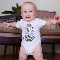 Papa Is My Hero Spanish Printed Baby Bodysuit Infant Short Sleeve Jumpsuit  Boys Girls Dad Birthday Father's Day Outfit Clothes 1