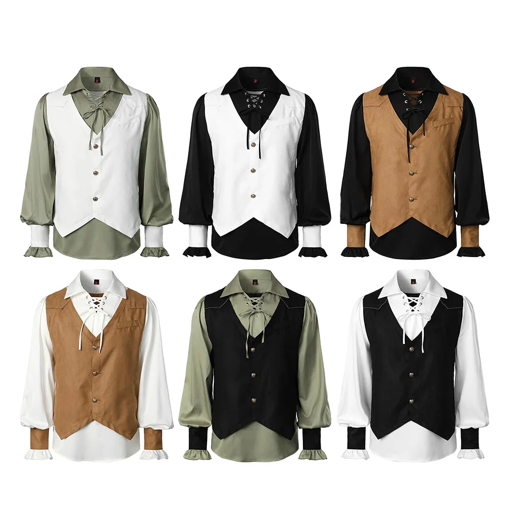 

Женская готическая блузка с оборками в стиле стимпанк, викторианская Пиратская модель, топы, винтажная рубашка на шнуровке