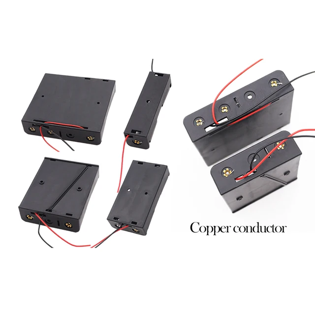 Boîte de support de batterie 18650, boîtier de stockage de batterie 3.7V, 1 fente, 1 cellule, 2 cellules, 3/4 cellules, conteneur en plastique avec des fils allergiques noirs et rouges, 3 pièces 6