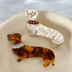 New French Dachshund Dog Acetate Hair Clip Hairpin Rhinestone Dog Barrettes Women Girls Headwear Hair Accessories