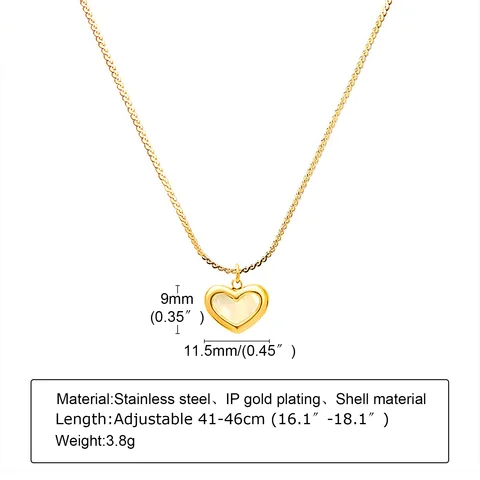 Shell Heart Pendant Necklace,Fashion Delicate LOVE Necklace Anniversary Gift
