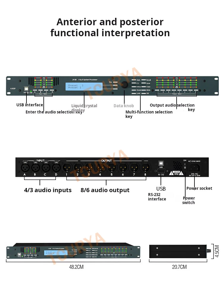 3.6SP4.8SP professional stage performance bar digital audio processor in and out DSP4 in 8 out 3 6