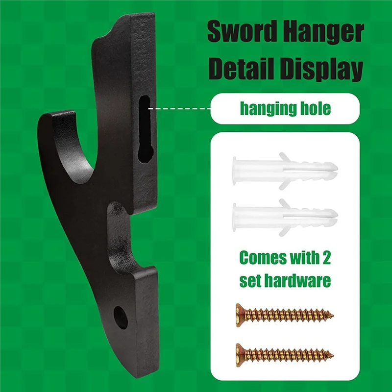 Sword Wall Mount 2/Set 1-Tier Hook Katana Holder Adjustable Display Hanger for Samurai Sword Tanto Rapier Cosplay Rack